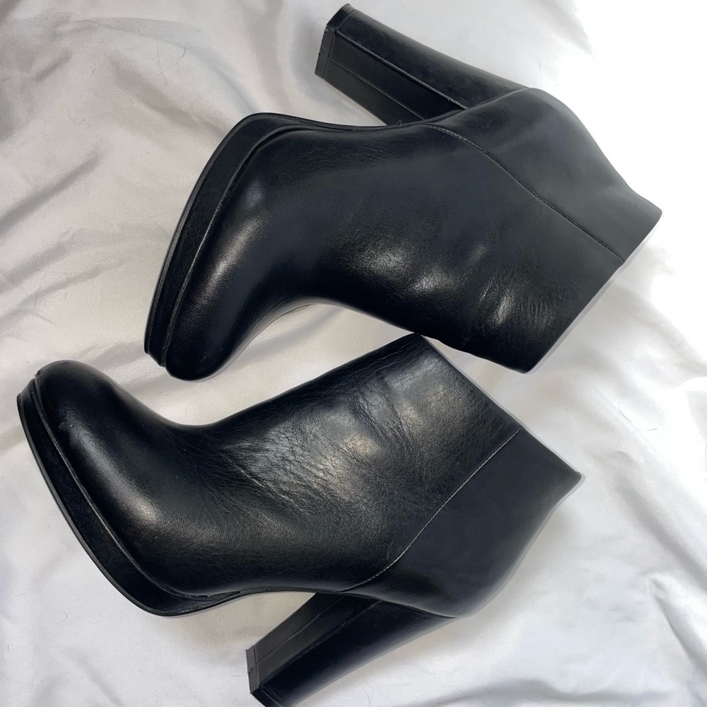 Black leather ankle booties